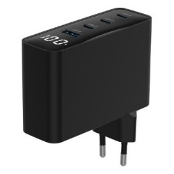 GEMBIRD 4-PORTOWA SZYBKA ŁADOWARKA SIECIOWA GAN (PD) USB (3X USB-A + 1X USB TYP-C) 100W, CZARNA
