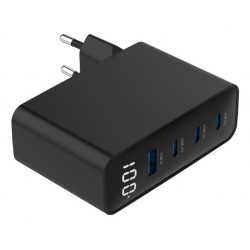 GEMBIRD 4-PORTOWA SZYBKA ŁADOWARKA SIECIOWA GAN (PD) USB (3X USB-A + 1X USB TYP-C) 100W, CZARNA