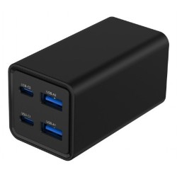 GEMBIRD 4-PORTOWA SZYBKA ŁADOWARKA SIECIOWA GAN (PD) USB (2X USB-A + 2X USB-C), 65W, CZARNA