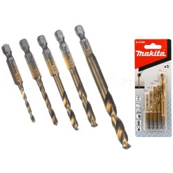 MAKITA ZESTAW WIERTEŁ DO METALU HSS-TIN 1/4" HEX /5szt.