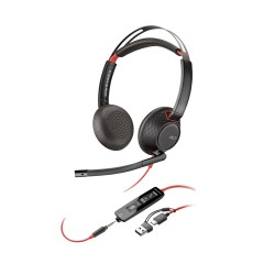 Poly Blackwire 5220 Stereo USB-C Headset +3.5mm Plug +USB-C/A Adapter (Bulk)