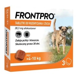 FRONTPRO Tabletki na pchły i kleszcze dla psa ( 4-10 kg) - 3x 28,3mg