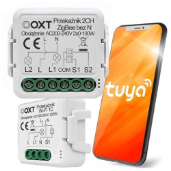 Moduł OXT mini przekaźnik 2 obw. bez N ZigBee TUYA