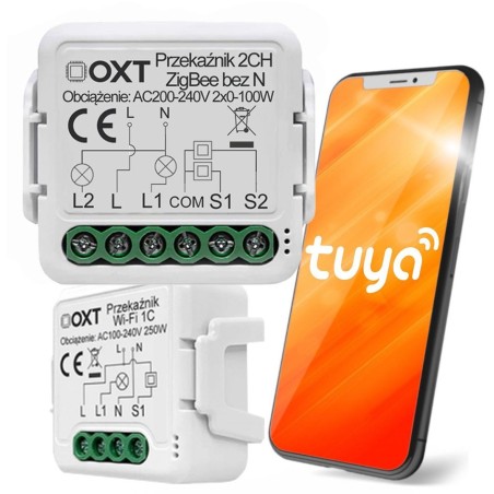 Moduł OXT mini przekaźnik 2 obw. bez N ZigBee TUYA