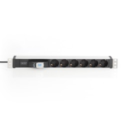 Digitus Listwa zasilająca PDU 19" Rack, 6x schuko, 2.0m, 1x wtyk unischuko, 16A, wyłącznik nadprądowy, profil aluminiowy