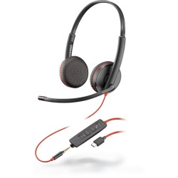 Poly Blackwire 3225 Stereo USB-C Headset +3.5mm Plug +USB-C/A Adapter (Bulk)