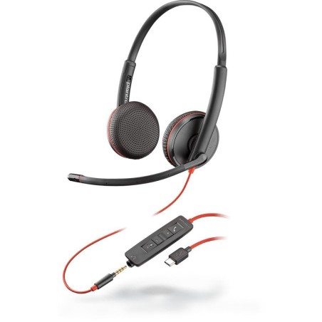 Poly Blackwire 3225 Stereo USB-C Headset +3.5mm Plug +USB-C/A Adapter (Bulk)