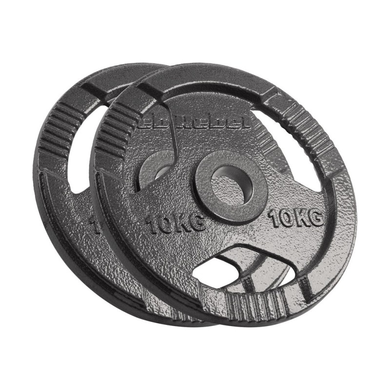 Obciążenie żeliwne olimpijskie zestaw 2x10kg, otwór 51mm, talerz z uchwytami, REBEL ACTIVE