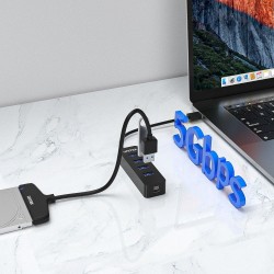 UNITEK uHUB Q4 USB 3.2 Gen 1 (3.1 Gen 1) Type-A 5000 Mbit/s Czarny