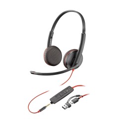 Poly Blackwire 3225 Stereo USB-C Headset +3.5mm Plug +USB-C/A Adapter (Bulk) 8X229A6