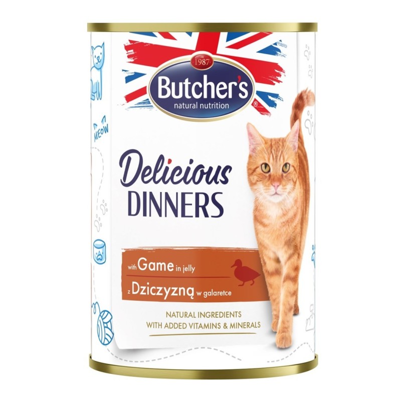 BUTCHER'S Delicious Dinners Kawałki z dziczyzną w galaretce - mokra karma dla kota - 400 g BUTCHER'S Delicious Dinners Kawałki z dziczyzną w galaretce - mokra karma dla kota - 400 g