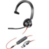 POLY Jednouszny zestaw słuchawkowy Blackwire 3315 USB-C z certyfikatem Microsoft Teams + wtyczka 3,5 mm + przejściówka USB-C/A