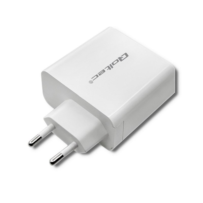 Qoltec 51715 Ładowarka sieciowa | 63W | 5-20V | 1.5-3A | USB typ C PD | USB QC 3.0 | Biała