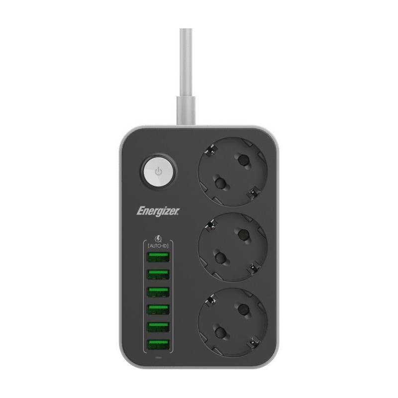 Energizer EPB2500W01EU rozgałęziacz 2 m 3 x gniazdo sieciowe Wewnętrzna Biały, Czarny Energizer EPB2500W01EU rozgałęziacz 2 m 3 x gniazdo sieciowe Wewnętrzna Biały, Czarny