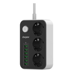 Energizer EPB2500W01EU rozgałęziacz 2 m 3 x gniazdo sieciowe Wewnętrzna Biały, Czarny