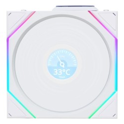 Lian Li UNI FAN TL Wireless LCD Lüfter, ARGB, PWM - Reverse Blade, 120 mm, weiß
