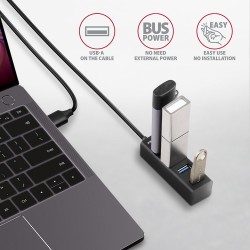 Axagon HUE-M1AL huby i koncentratory USB 3.2 Gen 1 (3.1 Gen 1) Type-A 5000 Mbit/s Czarny