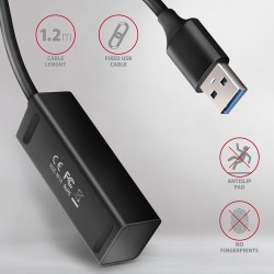 Axagon HUE-M1AL huby i koncentratory USB 3.2 Gen 1 (3.1 Gen 1) Type-A 5000 Mbit/s Czarny