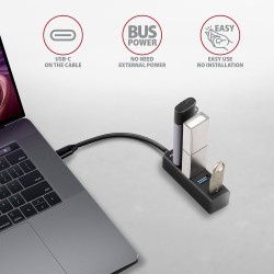 Axagon HUE-M1C huby i koncentratory USB 3.2 Gen 1 (3.1 Gen 1) Type-C 5000 Mbit/s Czarny