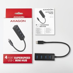 Axagon HUE-M1C huby i koncentratory USB 3.2 Gen 1 (3.1 Gen 1) Type-C 5000 Mbit/s Czarny