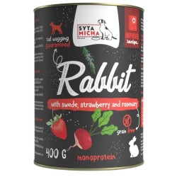 SYTA MICHA królik z brukwią i truskawką mokra karma dla psa 400g