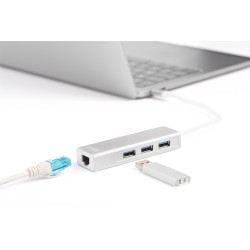 Digitus Hub USB 3.0 Type-C™ z Gigabit Ethernet