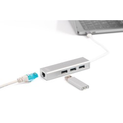 Digitus Hub USB 3.0 Type-C™ z Gigabit Ethernet