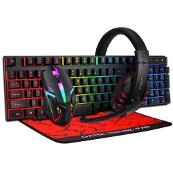 Zestaw Extralink Gaming Set TF800 4in1: klawiatura, mysz, słuchawki, podkładka, podświetlenie LED
