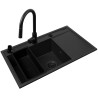 Zestaw - Zlewozmywak PYRAMIS CAMEA (79X50) 1B 1D L + Bateria IDEA BLACK EDITION - 070168402BE - Volcano