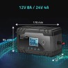 Qoltec 52490 Inteligentna mikroprocesorowa ładowarka 12V 8A | 24V 4A| Prostownik z funkcją naprawy do akumulatora AGM GEL | LCD