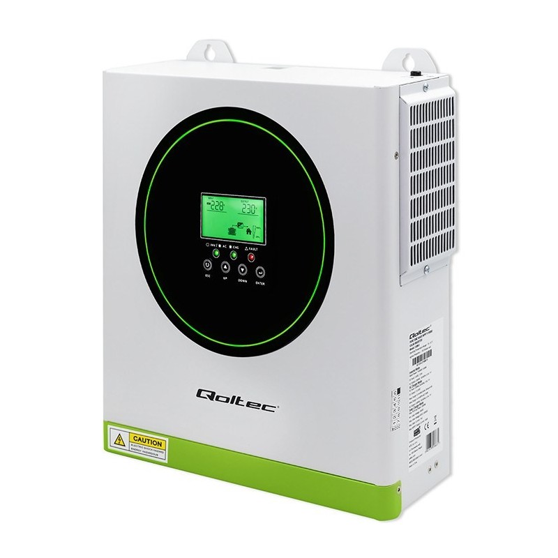 Qoltec Hybrydowy inwerter solarny Off-Grid 3500kW | 100A | 24V | MPPT | Sinus | opcja Wi-Fi | Power Factor 1.0