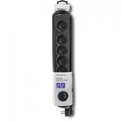 Qoltec 50172 ochrona przeciwprzepięciowa Czarny 6 x gniazdo sieciowe 230 V 5 m