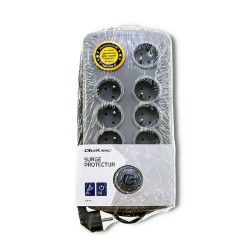 Qoltec 50162 ochrona przeciwprzepięciowa Szary 8 x gniazdo sieciowe 230 V 2,5 m