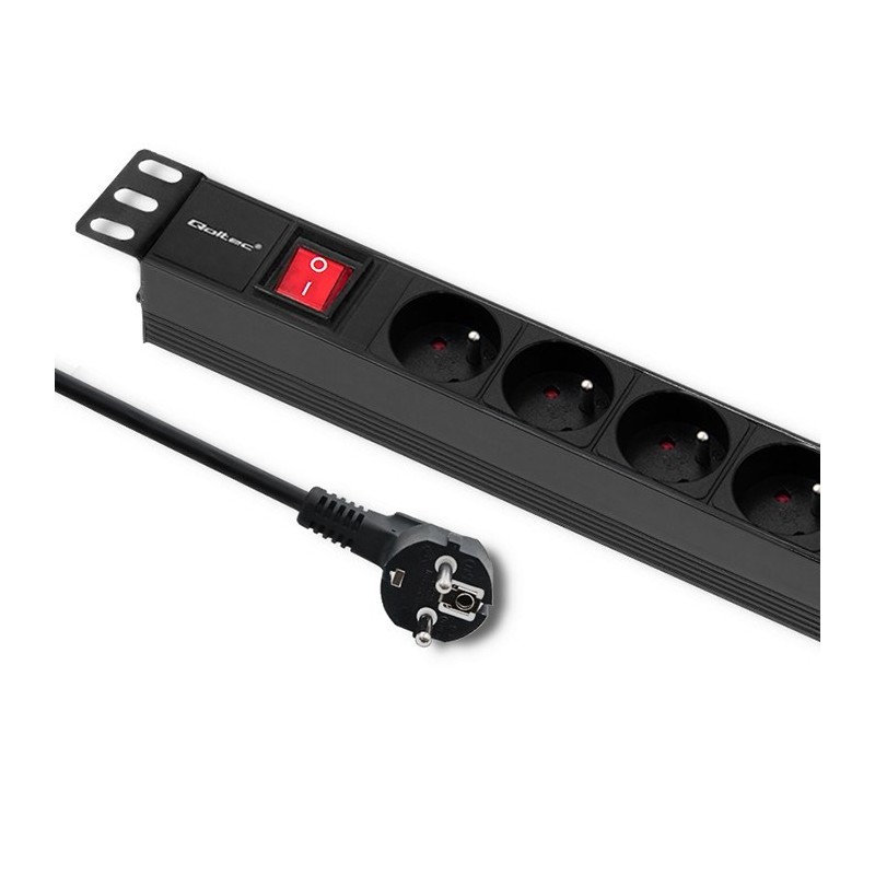 Qoltec Listwa zasilająca PDU do RACK 19'' | 1U | 16A | 6xFRENCH | 2m