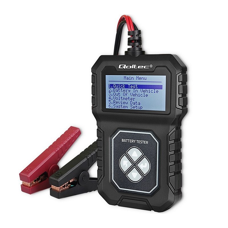 Qoltec Cyfrowy tester akumulatora z LCD | Polskie Menu | 12V | AGM | GEL | STD | 30-220AH
