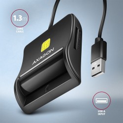 Axagon CRE-SM3SD USB Smart card & SD/microSD/SIM Flat czytnik do kart chipowych Wewnętrzna USB 2.0 Czarny