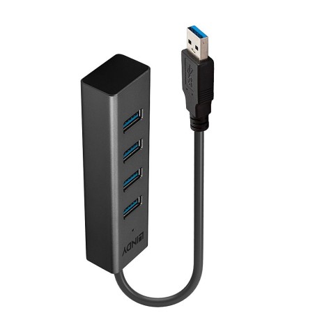 Lindy 43324 huby i koncentratory USB 3.2 Gen 1 (3.1 Gen 1) Type-A 5000 Mbit/s Czarny