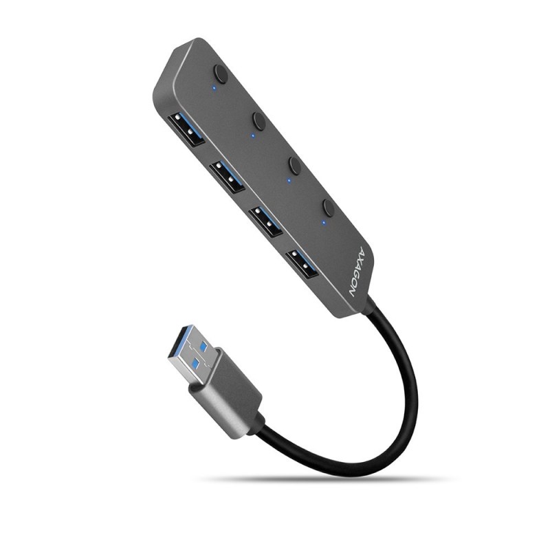 Axagon HUE-MSA Superspeed USB-A Switch Hub 4x USB 3.0 aktiv - 20cm schwarz USB 3.2 Gen 1 (3.1 Gen 1) Type-A 5000 Mbit/s Szary Axagon HUE-MSA Superspeed USB-A Switch Hub 4x USB 3.0 aktiv - 20cm schwarz USB 3.2 Gen 1 (3.1 Gen 1) Type-A 5000 Mbit/s Szary