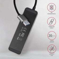Axagon HUE-MSA Superspeed USB-A Switch Hub 4x USB 3.0 aktiv - 20cm schwarz USB 3.2 Gen 1 (3.1 Gen 1) Type-A 5000 Mbit/s Szary