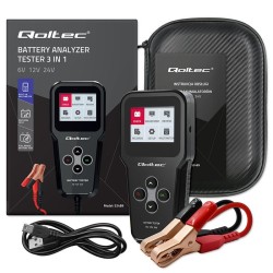 QOLTEC TESTER AKUMULATORA CYFROWY 3W1 Z LCD | 6V | 12V | 24V | 30AH-200AH