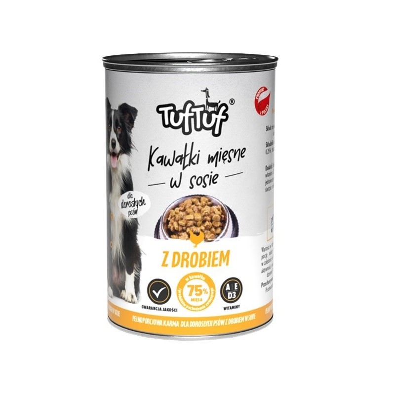 Tuf Tuf Puszka kawałki mięsne z drobiem dla psa 1250g