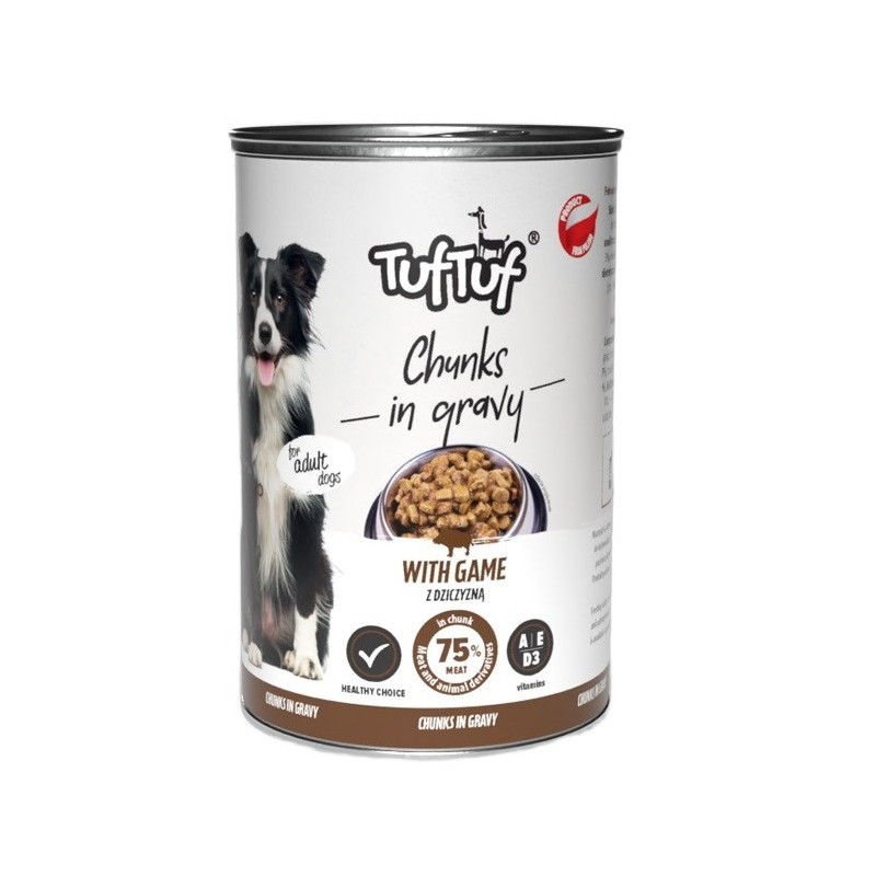 Tuf Tuf Puszka kawałki mięsne z dziczyzną dla psa 1250g