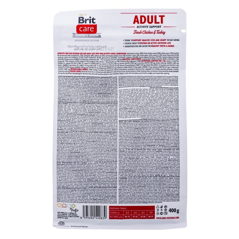 BRIT Care Grain Free Activity Support Adult - sucha karma dla kota - 400 g BRIT Care Grain Free Activity Support Adult - sucha karma dla kota - 400 g