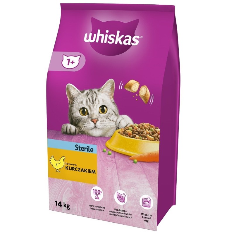 WHISKAS Sterile z kurczakiem - sucha karma dla kotów po sterylizacji - 14 kg WHISKAS Sterile z kurczakiem - sucha karma dla kotów po sterylizacji - 14 kg