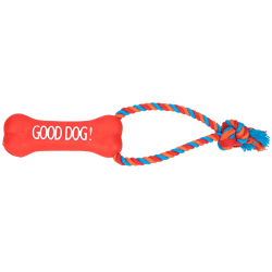 DINGO Zabawka sznur z kością czerwoną dł.13cm