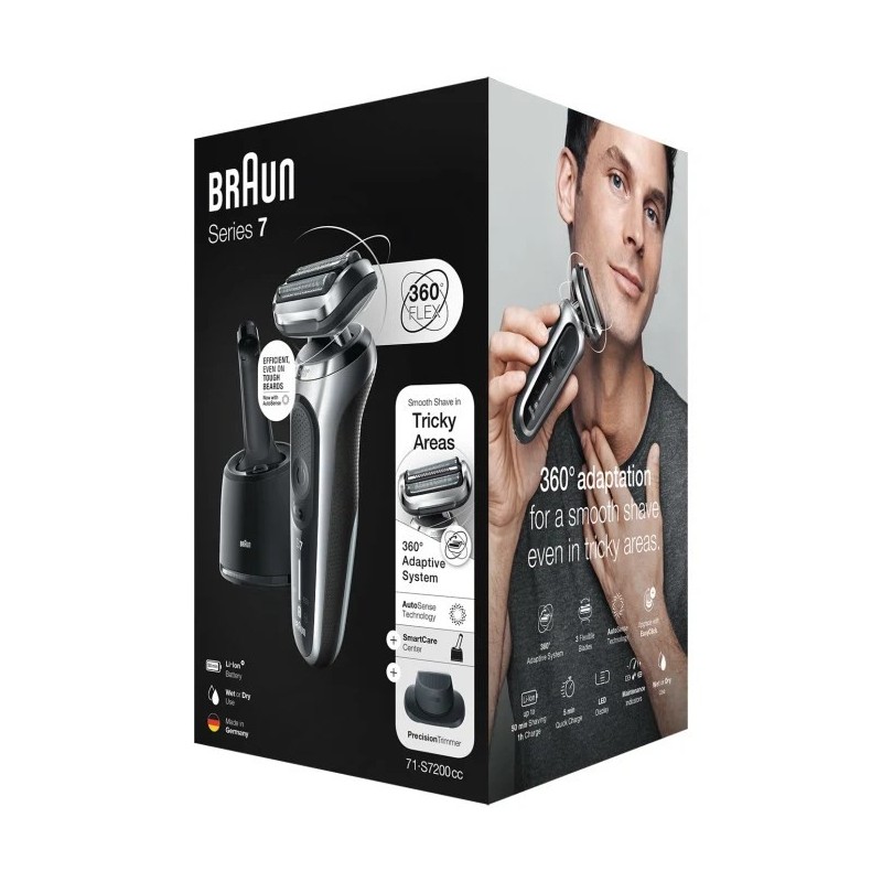 Braun Series 7 71-S7200c Golarka foliowa Przycinarka Czarny, Srebrny Braun Series 7 71-S7200c Golarka foliowa Przycinarka Czarny, Srebrny