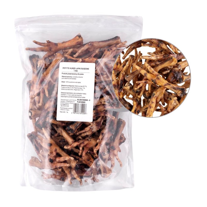 PETITTO Kurze łapki suszone przysmak dla psa 1kg