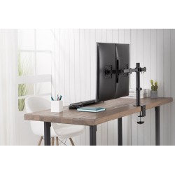 DIGITUS UCHWYT BIURKOWY PODWÓJNY Z ZACISKIEM 2XLCD MAX. 32" MAX. OBCIĄŻENIE 2X 8KG UCHYLNO-OBROTOWY CZARNY DA-90400