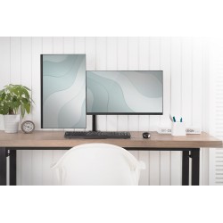 DIGITUS UCHWYT BIURKOWY PODWÓJNY Z ZACISKIEM 2XLCD MAX. 32" MAX. OBCIĄŻENIE 2X 8KG UCHYLNO-OBROTOWY CZARNY DA-90400