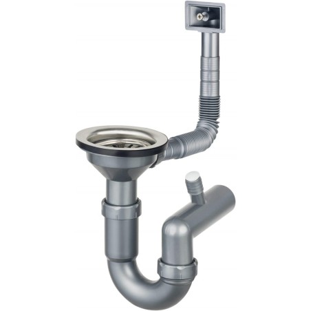 Syfon do zlewozmywaka stalowego 1-komorowego - odpływ 3.5"
